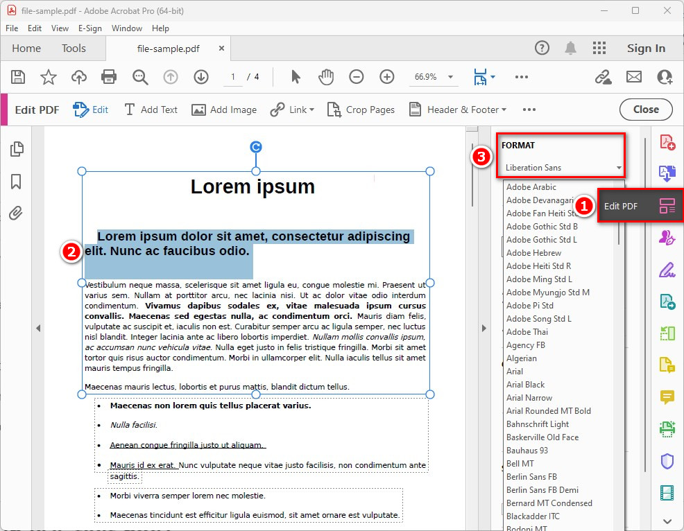 Cambiare il carattere del PDF in Adobe Acrobat