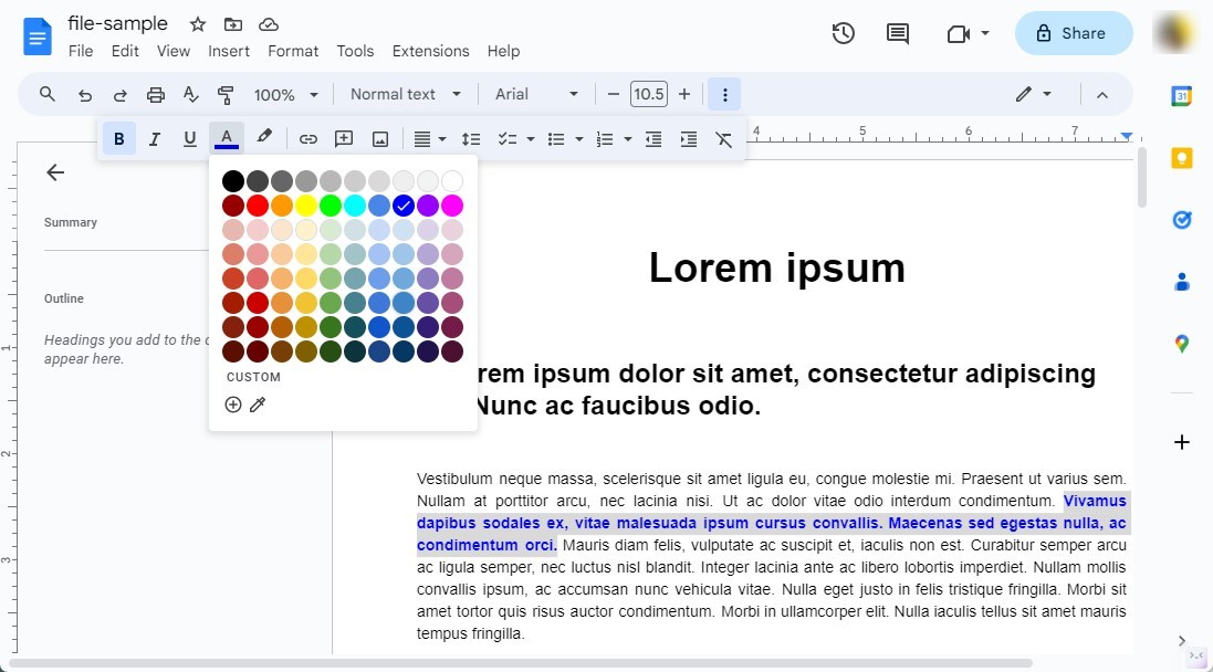 Cambia colore testo PDF in Google Docs