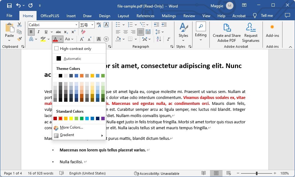Change the Text Color in Word