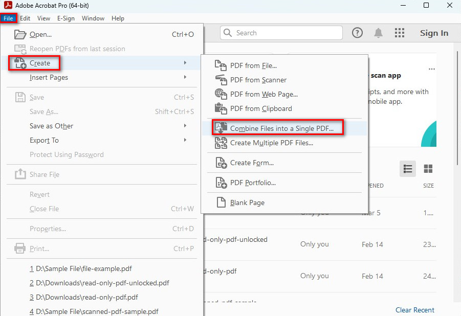 Combine Files into a Single PDF
