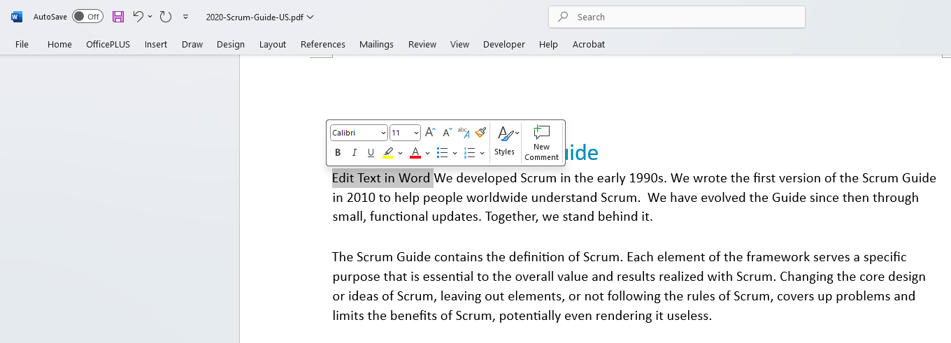 Edit PDF in Word