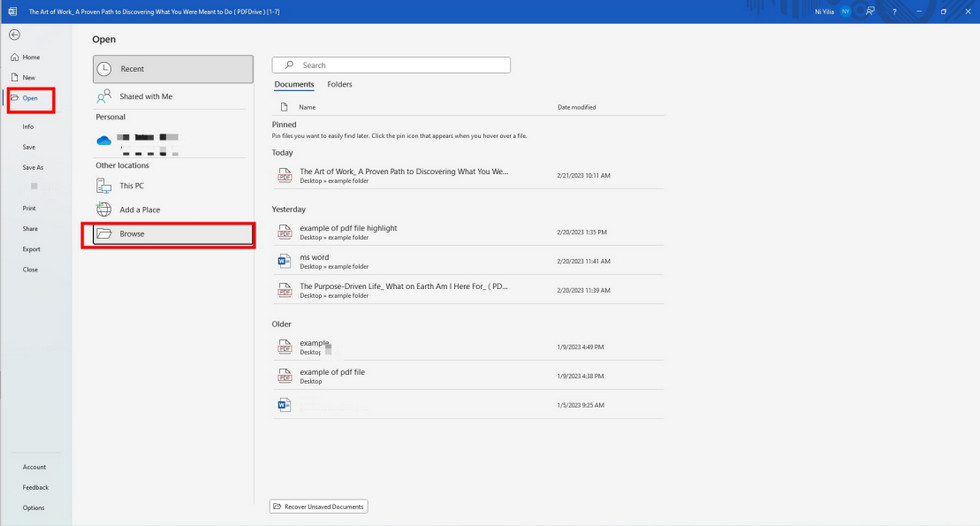 Ouvrir un PDF avec Microsoft Word