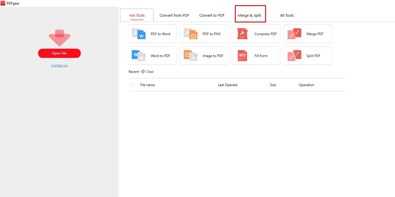Go to Merge and Split Option