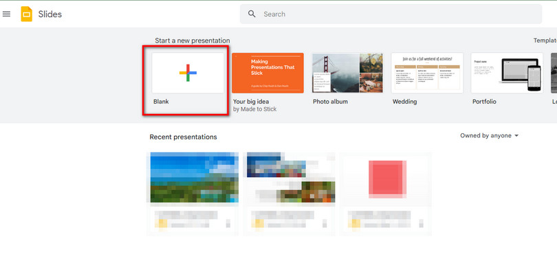 Crea una Nuova Presentazione