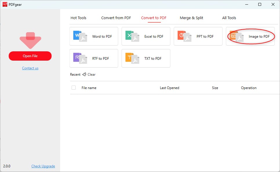 Open Image to PDF Converter