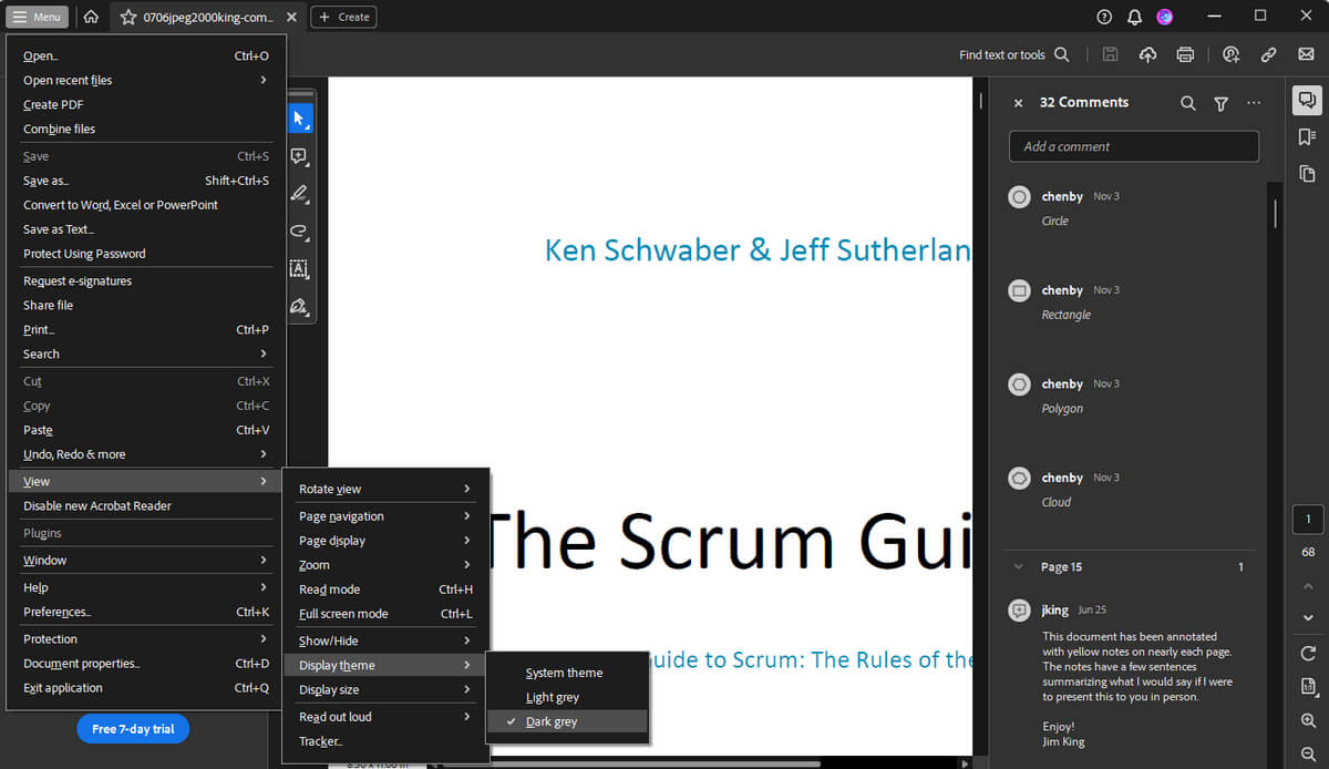 Adobeリーダーの暗黒モード