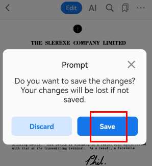 Save the Signed PDF in PDFgear on Android