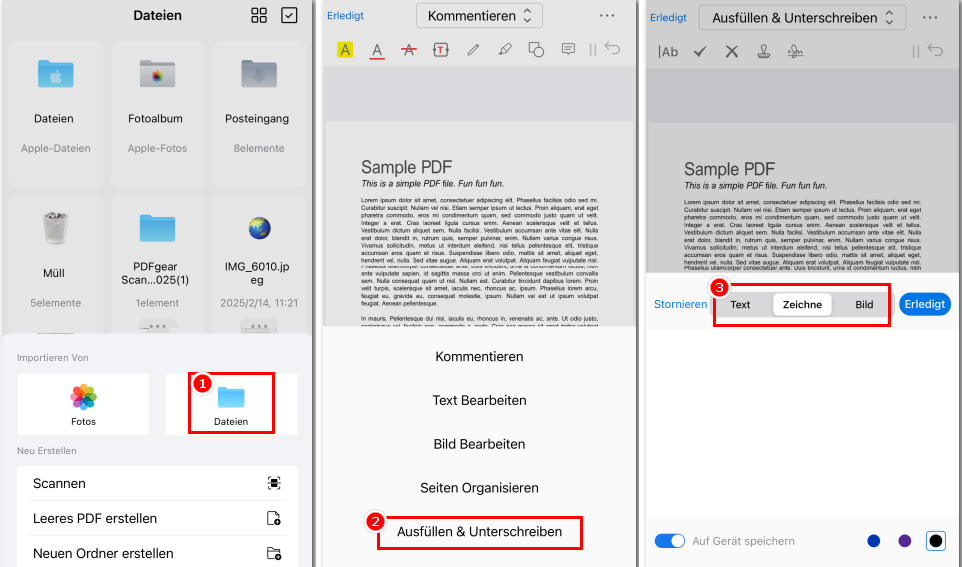 Signieren auf dem iPhone mit PDFgear