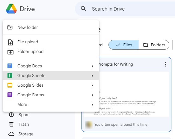 Carica un PDF su Google Drive