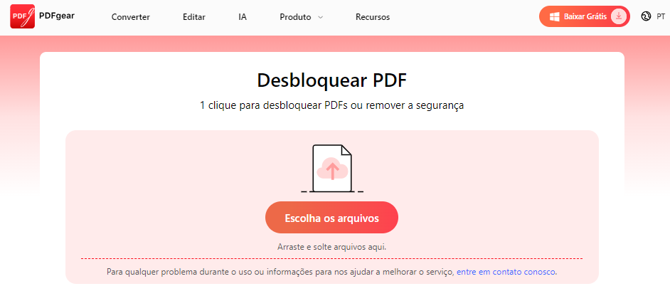 Desbloqueie PDF protegido online com PDFgear