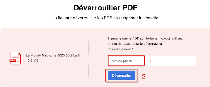 Choisir un PDF protégé 